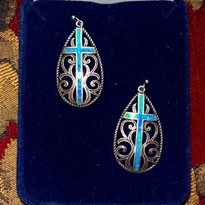 Filigree Opal earrings with Crosses